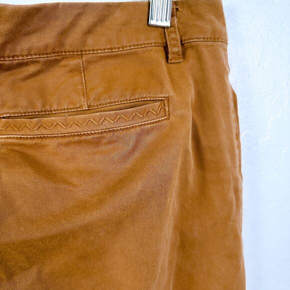 Garnet Hill Organic Cotton Chino Cropped Straight Leg Pants Camel Brown Size 6 - Picture 7 of 12